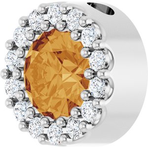 Platinum Natural Citrine & 1/10 CTW Natural Diamond Halo-Style Pendant