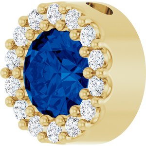 14K Yellow Gold Natural Blue Sapphire & 1/10 CTW Natural Diamond Halo-Style Pendant