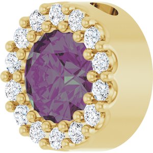 14K Yellow Lab-Grown Alexandrite & 1/10 CTW Natural Diamond Halo-Style Pendant