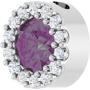 Sterling Silver Lab-Grown Alexandrite & 1/10 CTW Natural Diamond Halo-Style Pendant