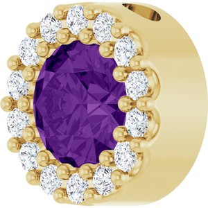 14K Yellow Natural Amethyst & 1/10 CTW Natural Diamond Halo-Style Pendant
