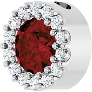 Platinum Natural Mozambique Garnet & 1/10 CTW Natural Diamond Halo-Style Pendant