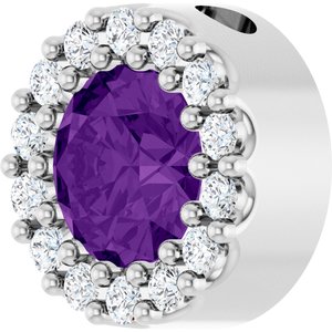 14K White Natural Amethyst & 1/10 CTW Natural Diamond Halo-Style Pendant