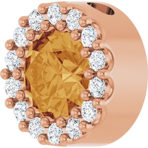 14K Rose Gold Natural Citrine & 1/10 CTW Natural Diamond Halo-Style Pendant