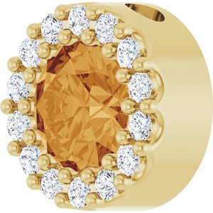 14K Yellow Gold Natural Citrine & 1/10 CTW Natural Diamond Halo-Style Pendant