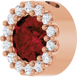 14K Rose Natural Mozambique Garnet & 1/10 CTW Natural Diamond Halo-Style Pendant