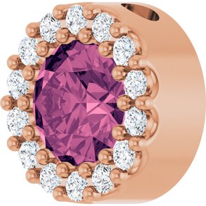 14K Rose Gold Natural Pink Tourmaline & 1/10 CTW Natural Diamond Halo-Style Pendant