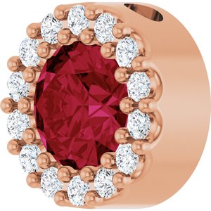 14K Rose Natural Ruby & 1/10 CTW Natural Diamond Halo-Style Pendant