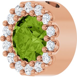 14K Rose Natural Peridot & 1/10 CTW Natural Diamond Halo-Style Pendant