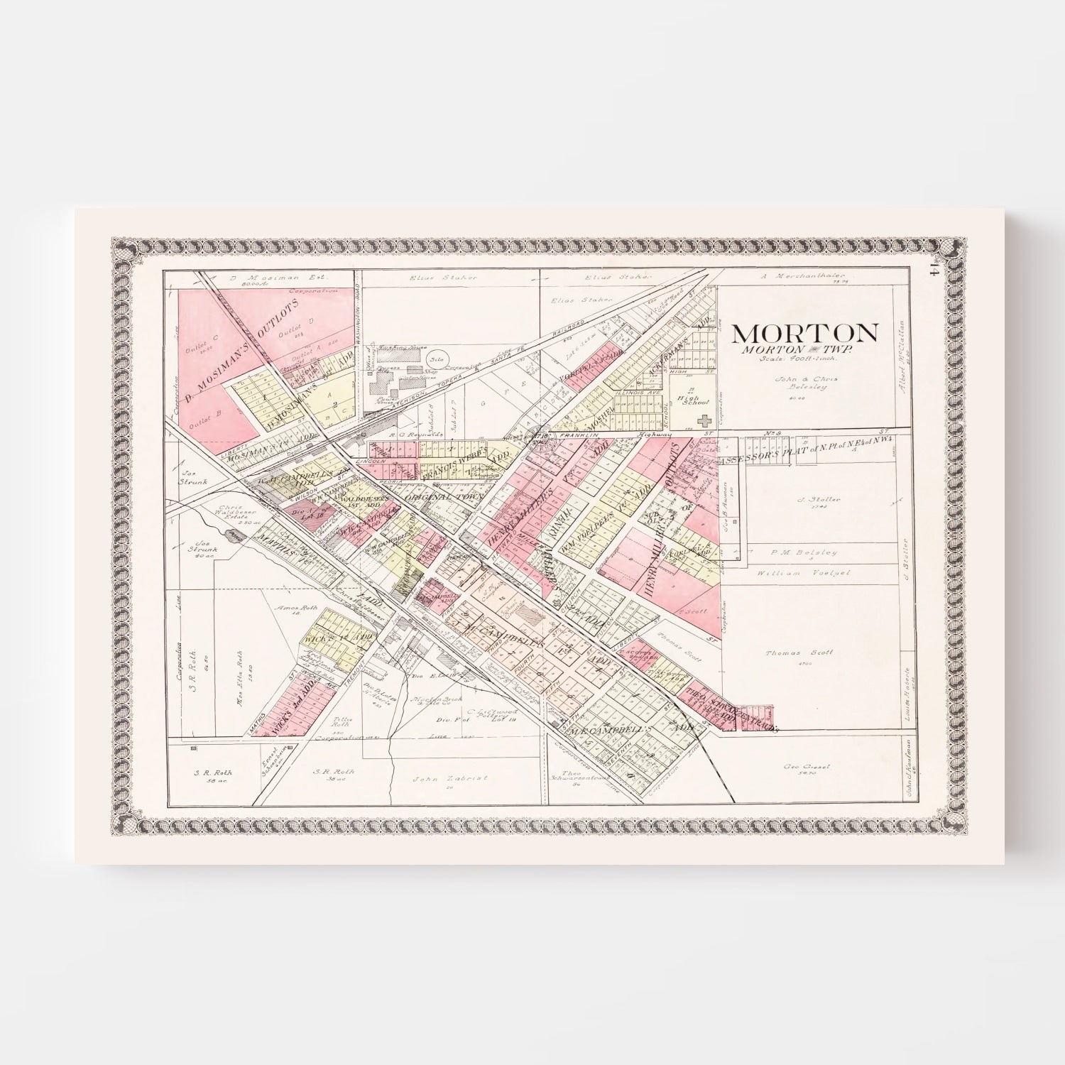Vintage Map of Morton, Illinois 1929
