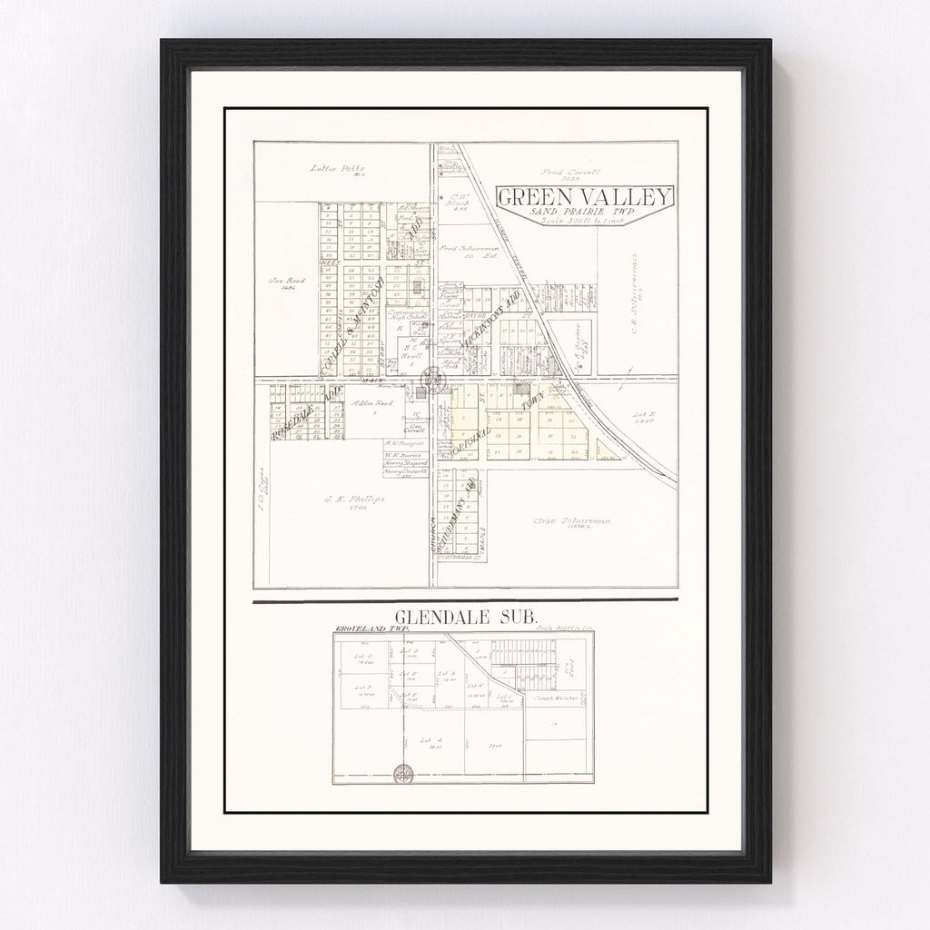 Vintage Map of Green Valley, Illinois 1929