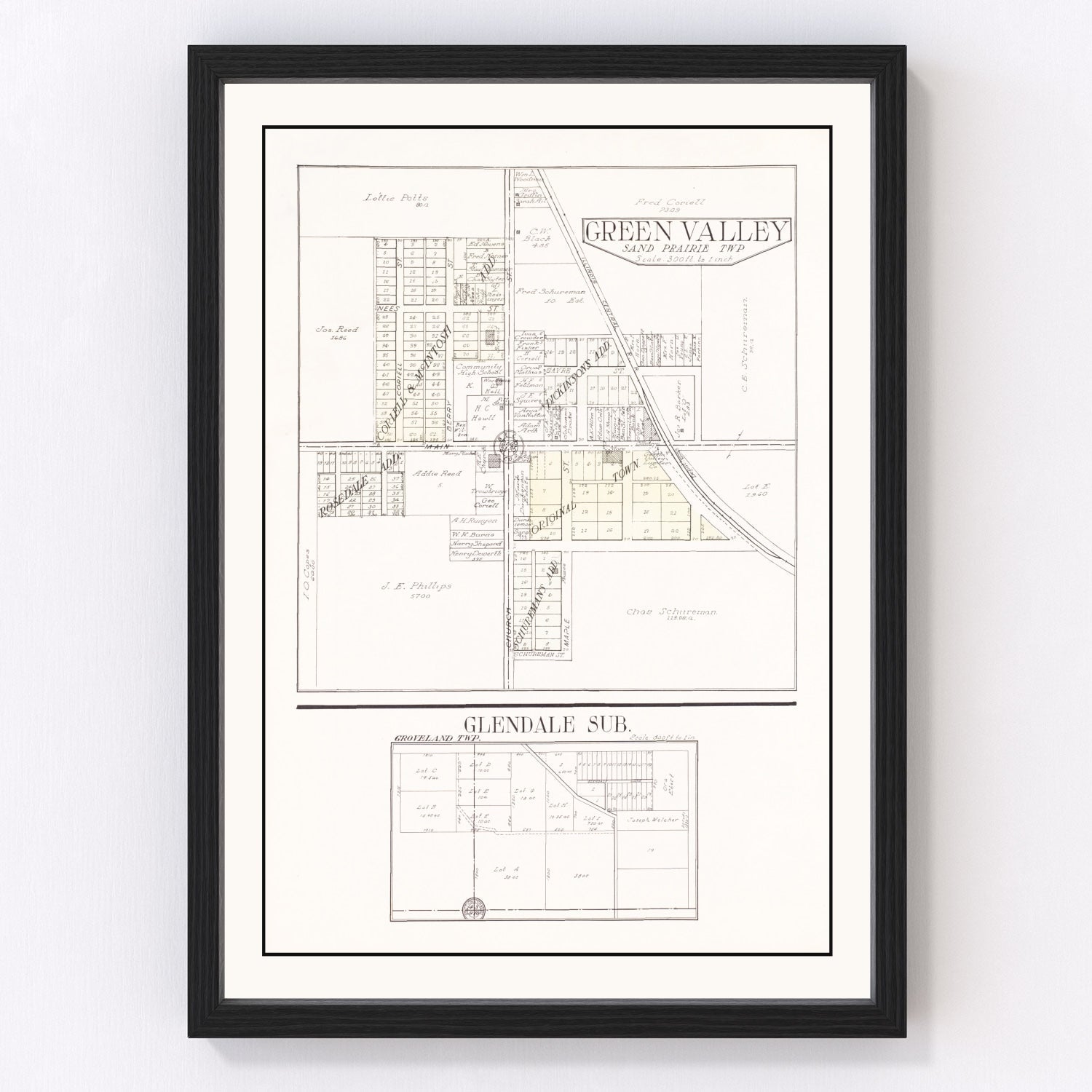 Vintage Map of Green Valley, Illinois 1929