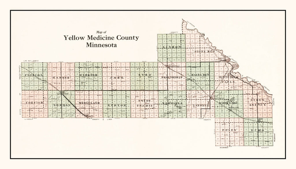 Vintage Map of Yellow Medicine County, Minnesota 1929