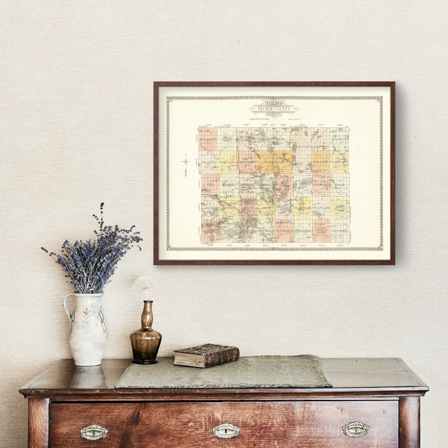 Vintage Map of Becker County, Minnesota 1929