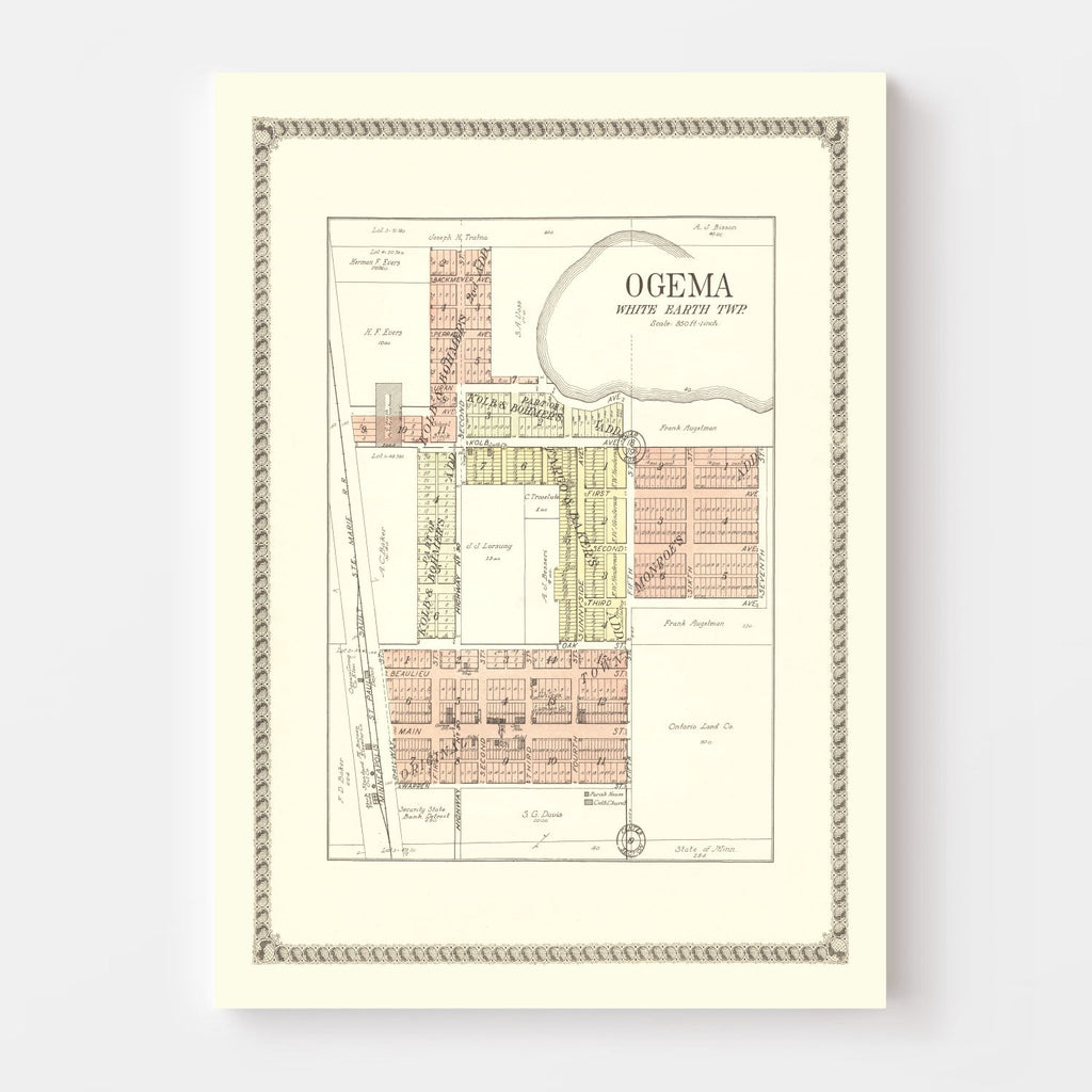 Vintage Map of Ogema, Minnesota 1929