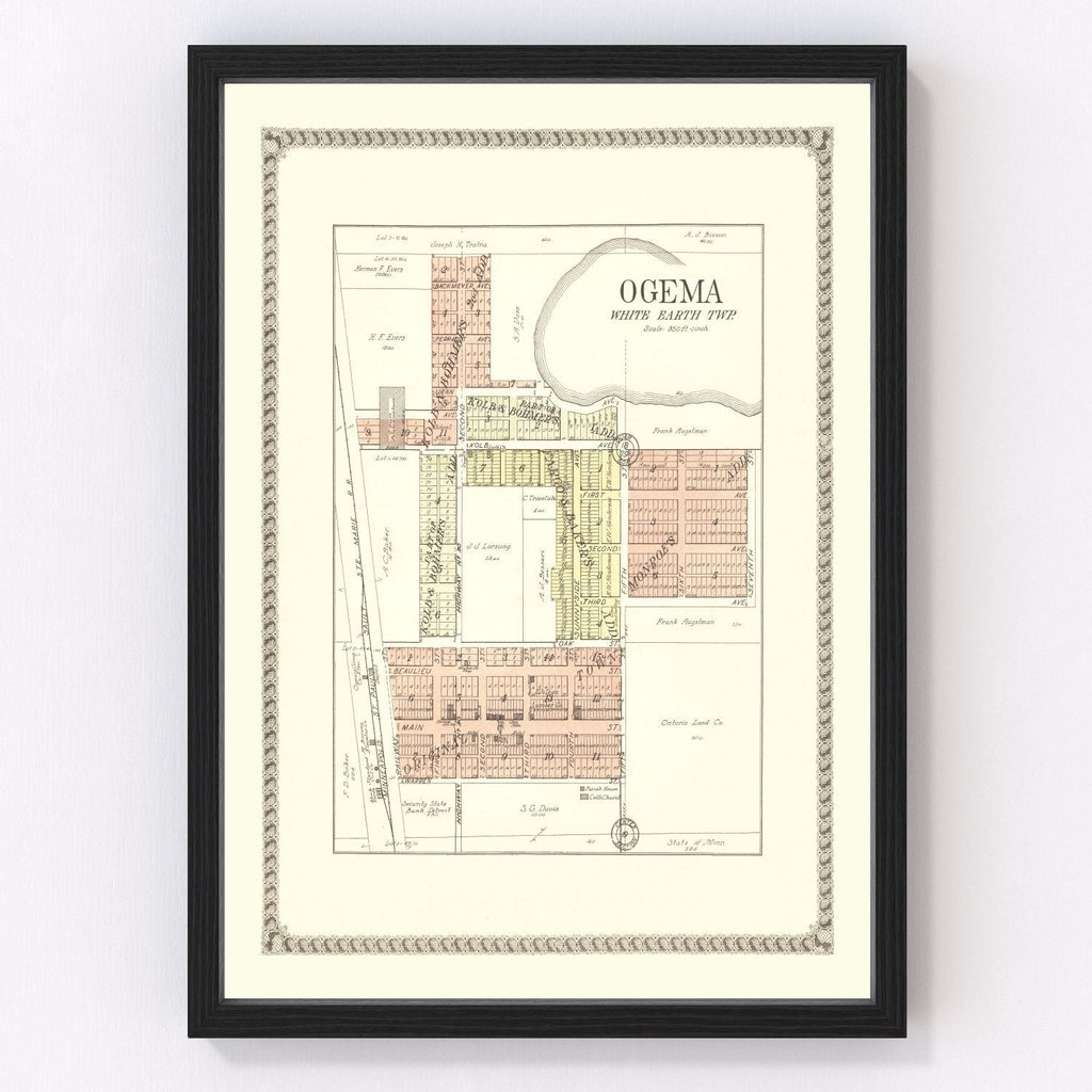 Vintage Map of Ogema, Minnesota 1929