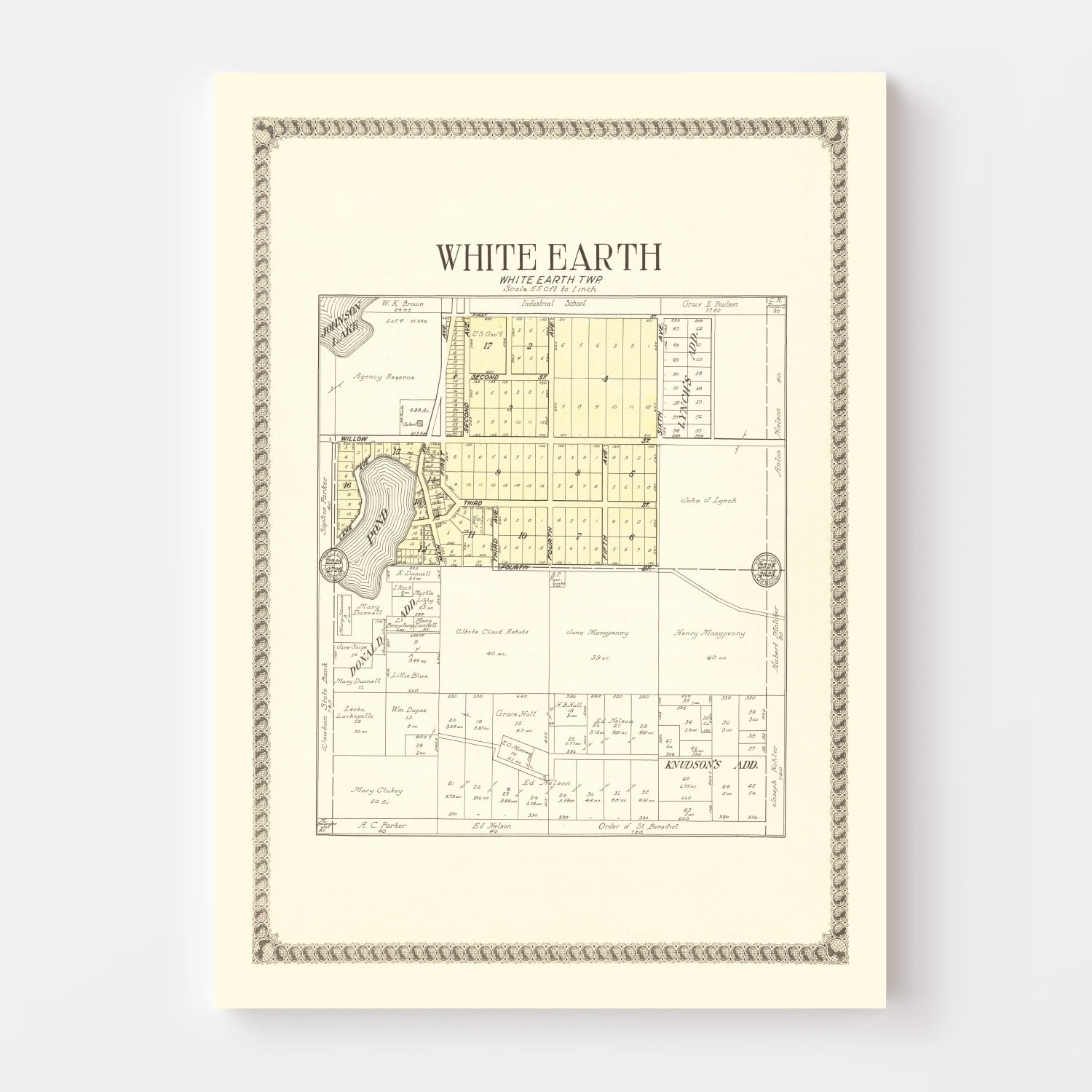 Vintage Map of White Earth, Minnesota 1929