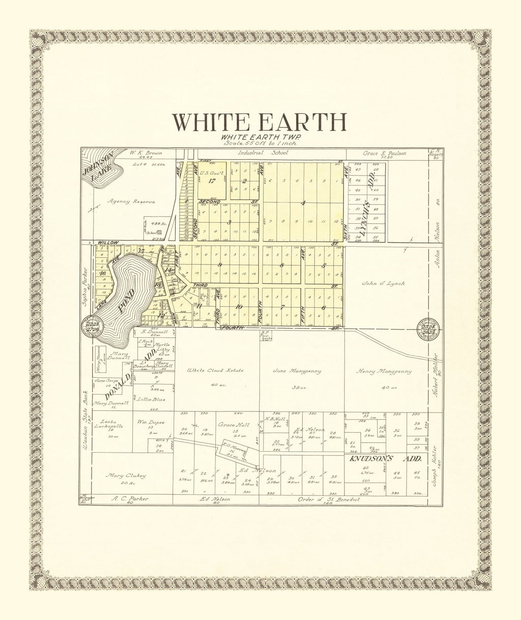 Vintage Map of White Earth, Minnesota 1929