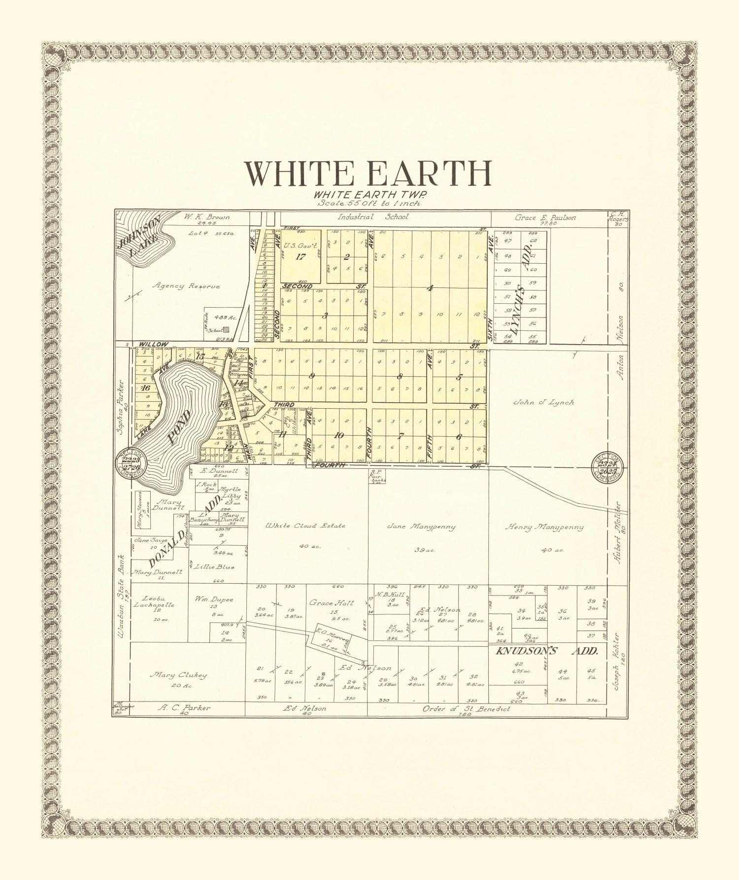 Vintage Map of White Earth, Minnesota 1929