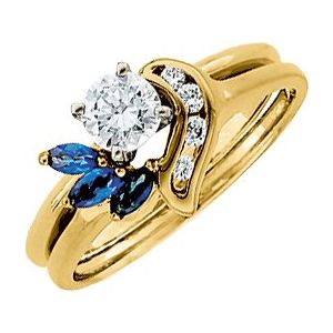 14K Yellow Natural Blue Sapphire & .07 CTW Natural Diamond Ring