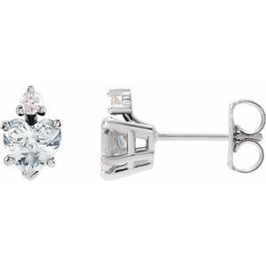 Platinum Natural White Sapphire & .06 Natural Diamond Stud Earrings