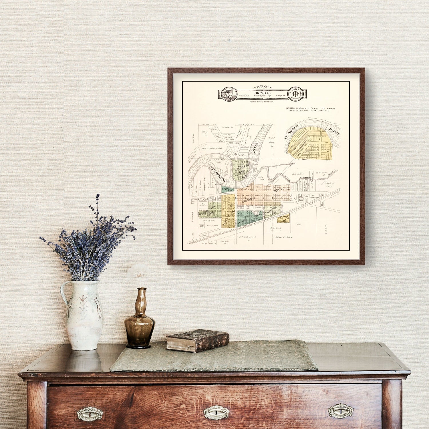 Vintage Map of Bristol, Indiana 1929