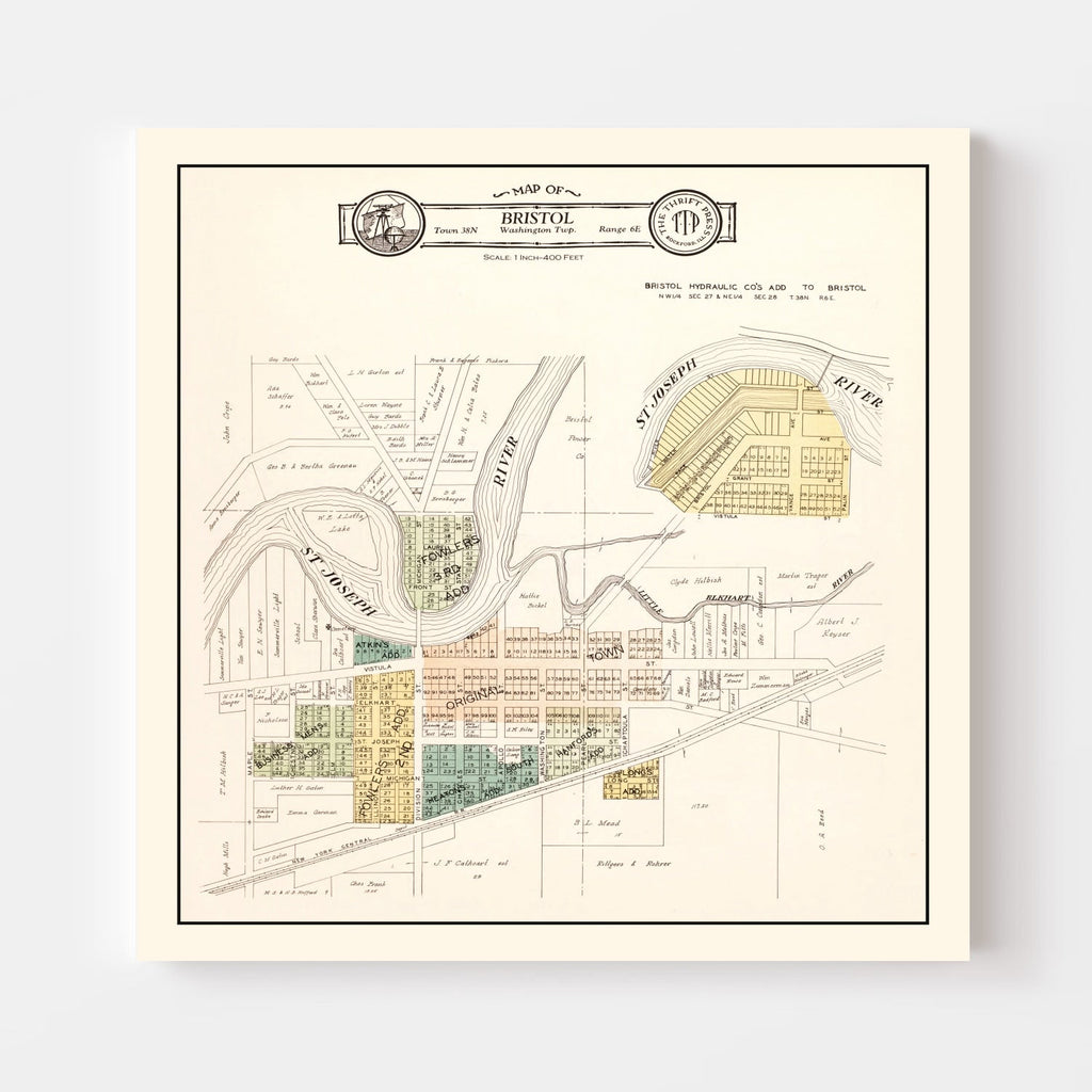 Vintage Map of Bristol, Indiana 1929
