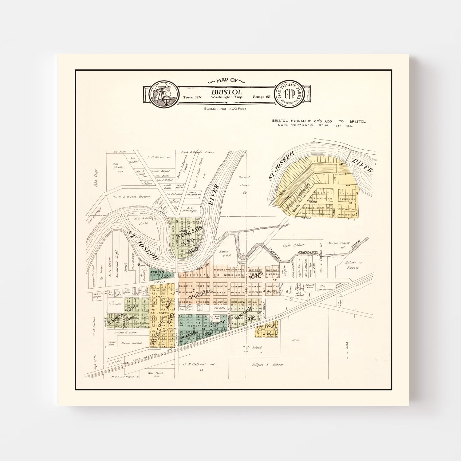 Vintage Map of Bristol, Indiana 1929
