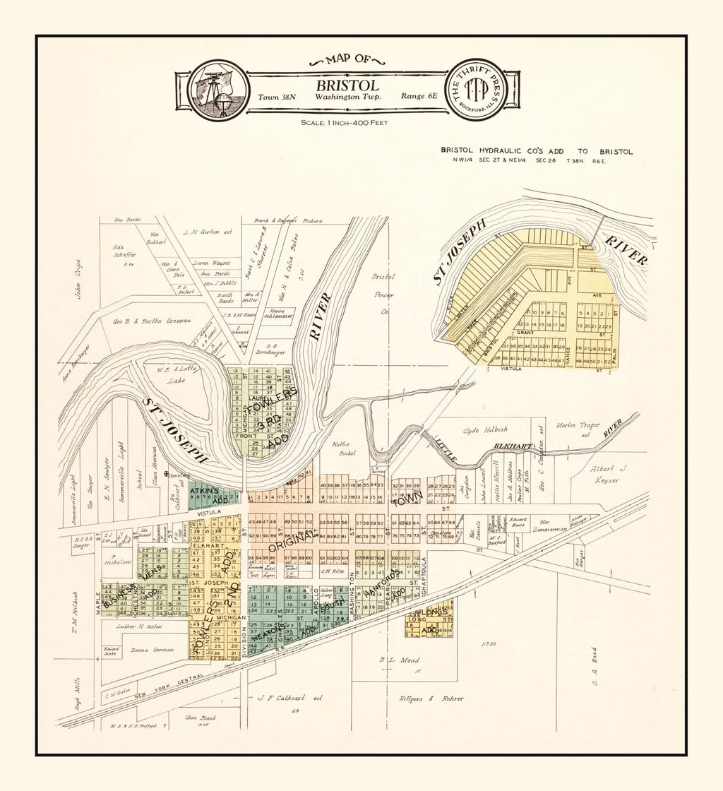 Vintage Map of Bristol, Indiana 1929
