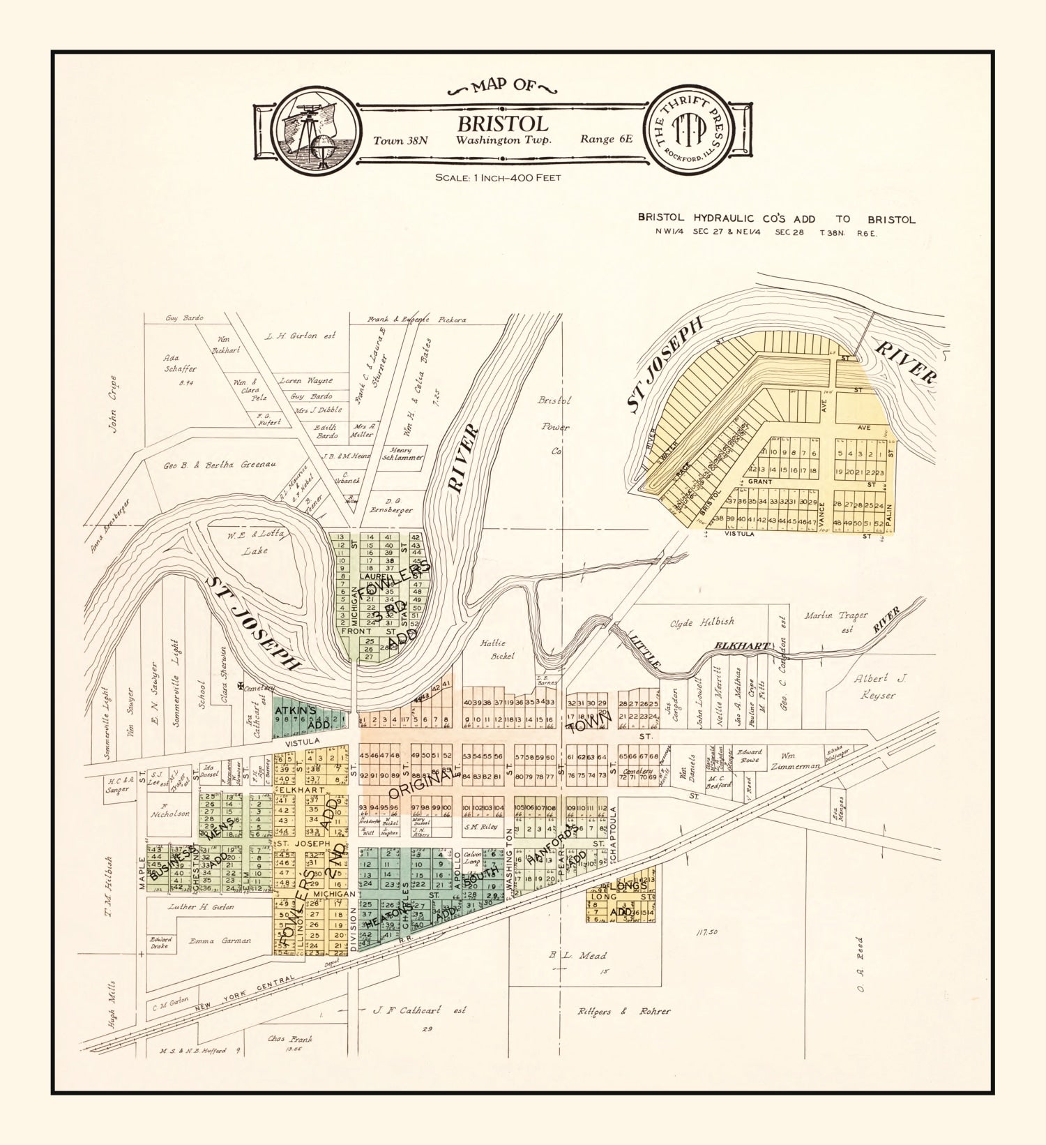 Vintage Map of Bristol, Indiana 1929