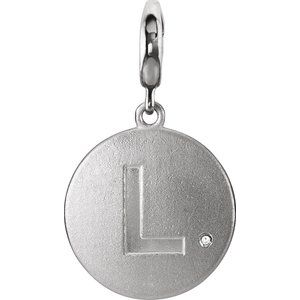 Sterling Silver .005 CT Natural Diamond Initial L Charm/Pendant