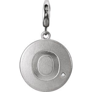 Sterling Silver .005 CT Natural Diamond Initial O Charm/Pendant