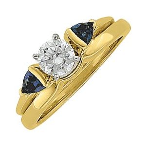 14K Yellow Natural Blue Sapphire Wrap-Style Ring Enhancer