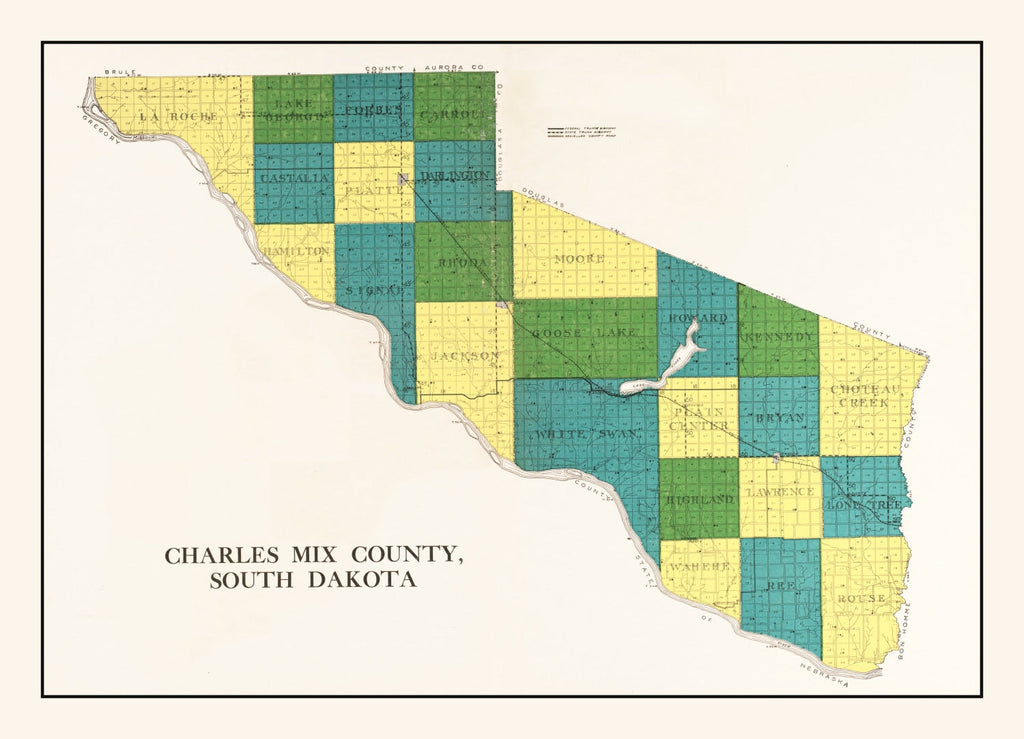 Vintage Map of Charles Mix County, South Dakota 1931