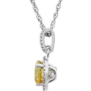 14K White Gold Natural Citrine & 1/10 CTW Natural Diamond 18" Necklace