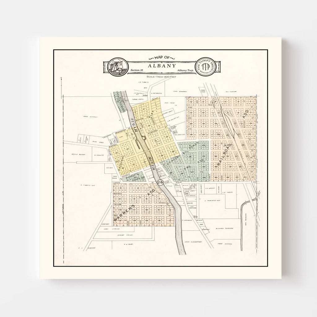 Vintage Map of Albany, Wisconsin 1931