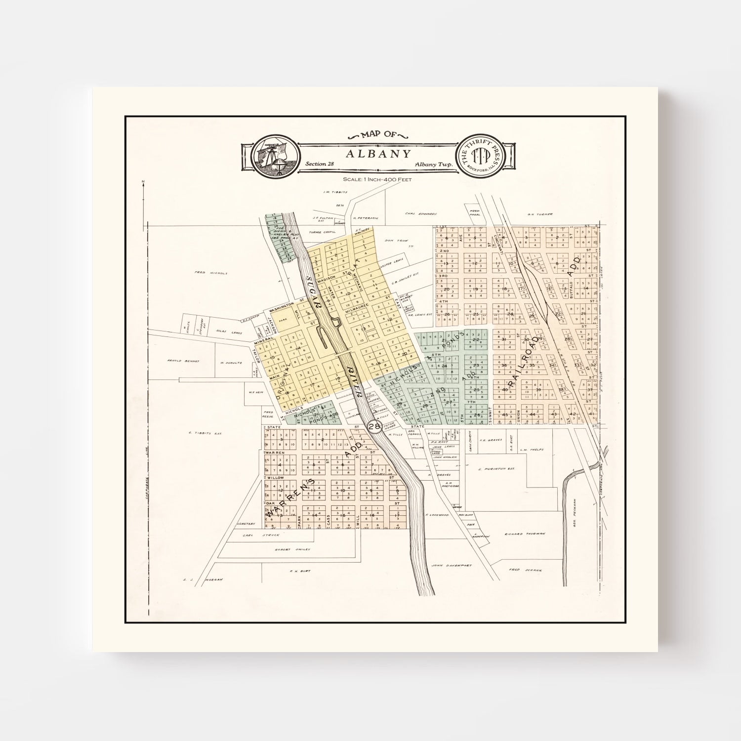 Vintage Map of Albany, Wisconsin 1931