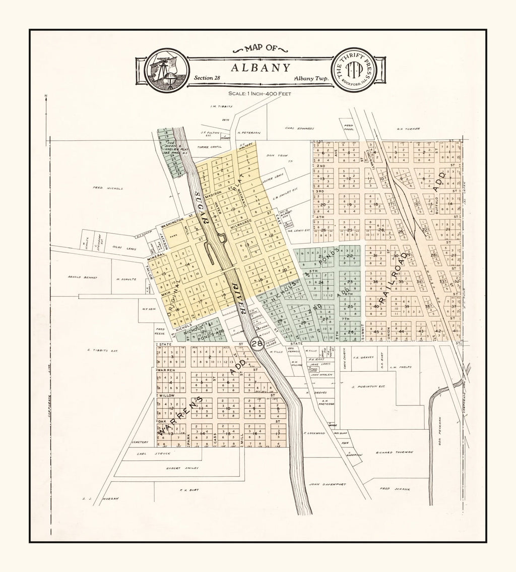 Vintage Map of Albany, Wisconsin 1931