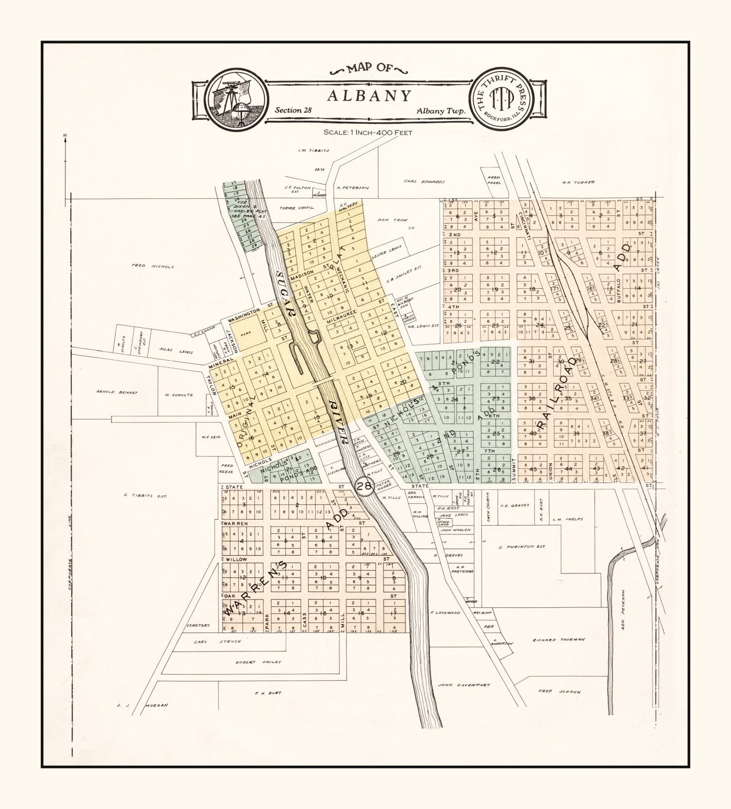 Vintage Map of Albany, Wisconsin 1931