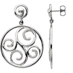 Sterling Silver & 14K White Gold 3/8 CTW Natural Diamond Scroll Earrings – image 3