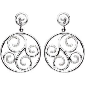 Sterling Silver & 14K White Gold 3/8 CTW Natural Diamond Scroll Earrings – image 2