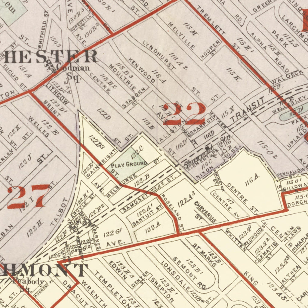Vintage Dorchester, MA Map 1933