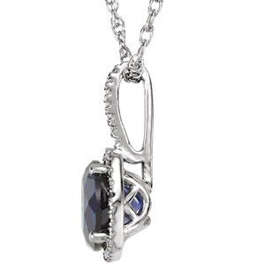 Sterling Silver 7 mm Lab-Grown Sapphire & .015 CTW Natural Diamond 18" Necklace