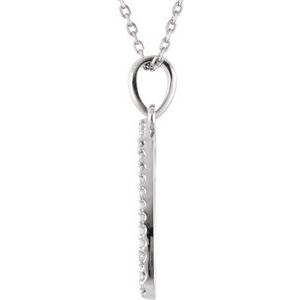 14K White Gold 1/5 CTW Natural Diamond Double Sixteenth Note 16" Necklace