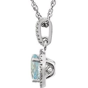 14K White Gold Natural Sky Blue Topaz & 1/10 CTW Natural Diamond 18" Necklace