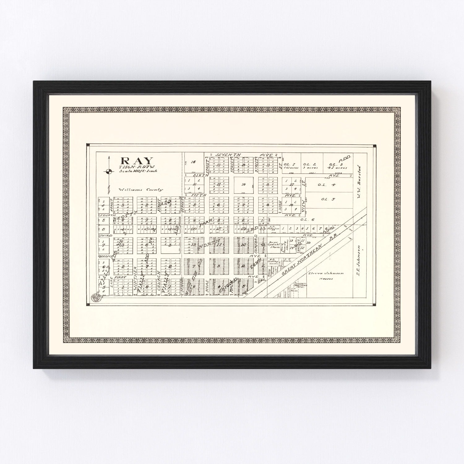 Vintage Map of Ray, North Dakota 1937