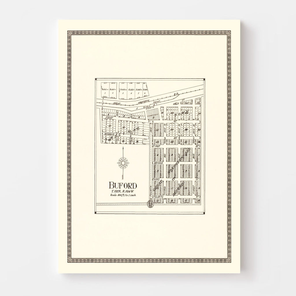 Vintage Map of Buford, North Dakota 1937
