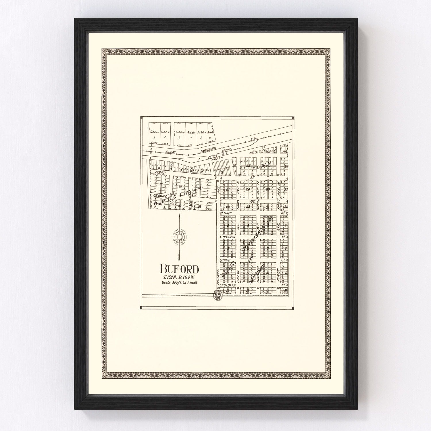 Vintage Map of Buford, North Dakota 1937