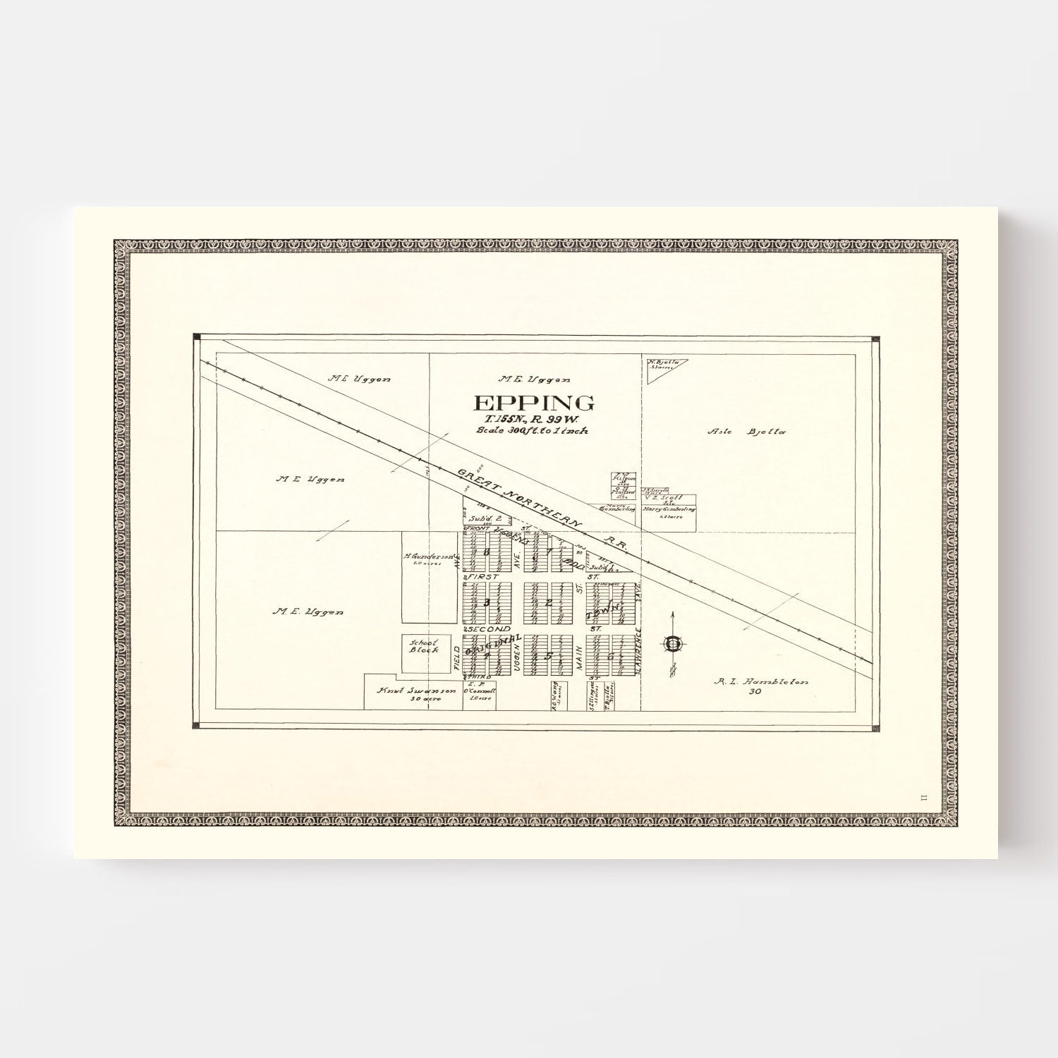 Vintage Map of Epping, North Dakota 1937