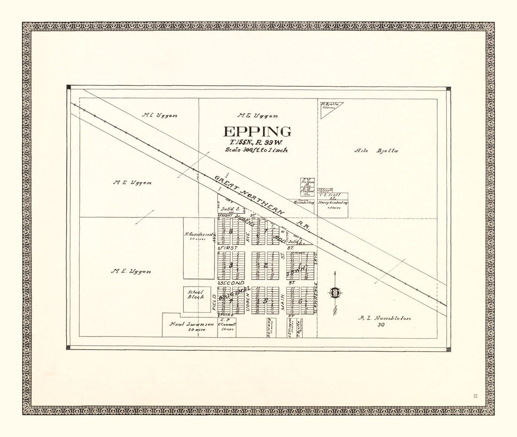Vintage Map of Epping, North Dakota 1937